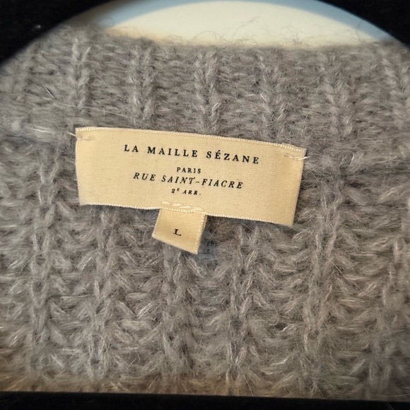 Sezane Mottled Grey Cardigan Size Large - Picture 2 of 3